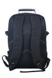 Black backpack on a white background