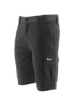Grey shorts with a yellow Bench logo on a white background